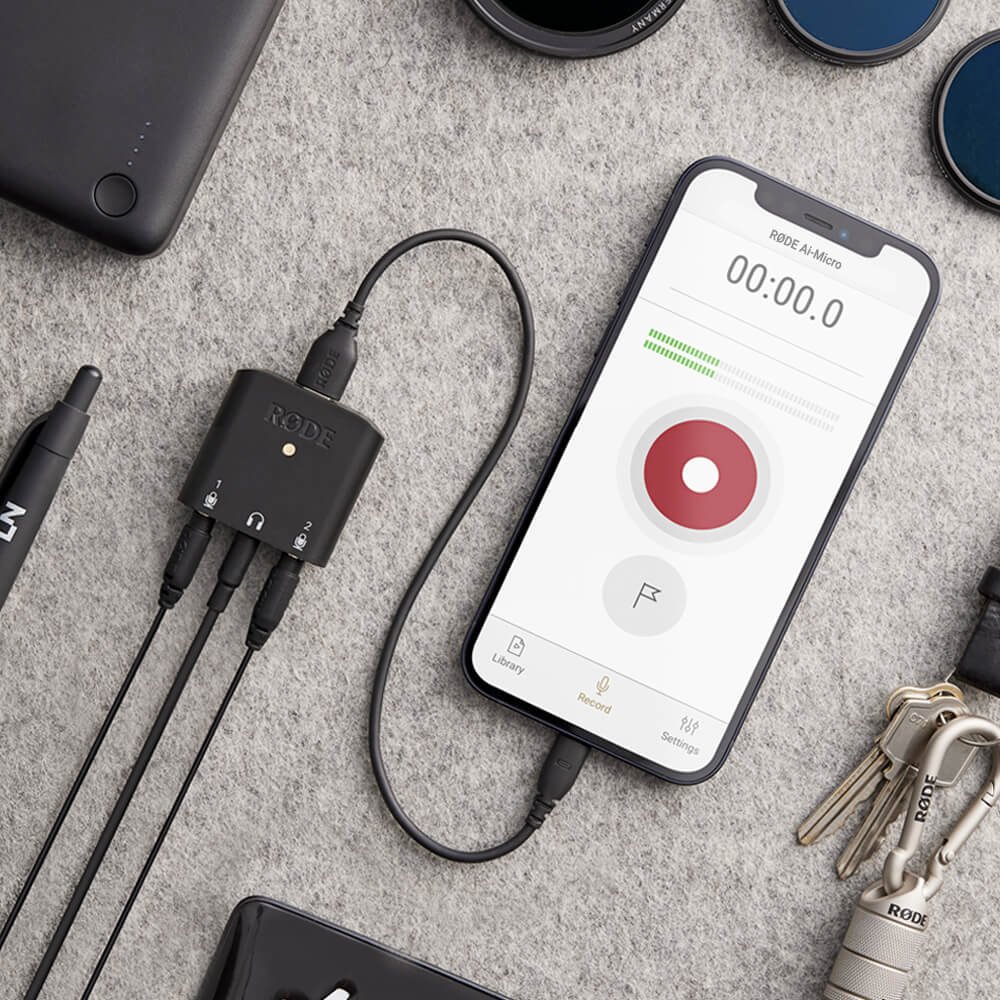 RØDE AI-Micro واجهة صوت ثنائية القناة محمولة مع مدخلين 3.5mm ومخرج سماعات - صورة 5