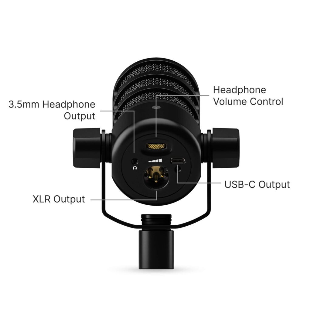 PODMIC USB WHITE مايكروفون ديناميكي أبيض بخاصية الاتصال XLR وUSB‑C ومخرج سماعات بدون تأخير - صورة 2
