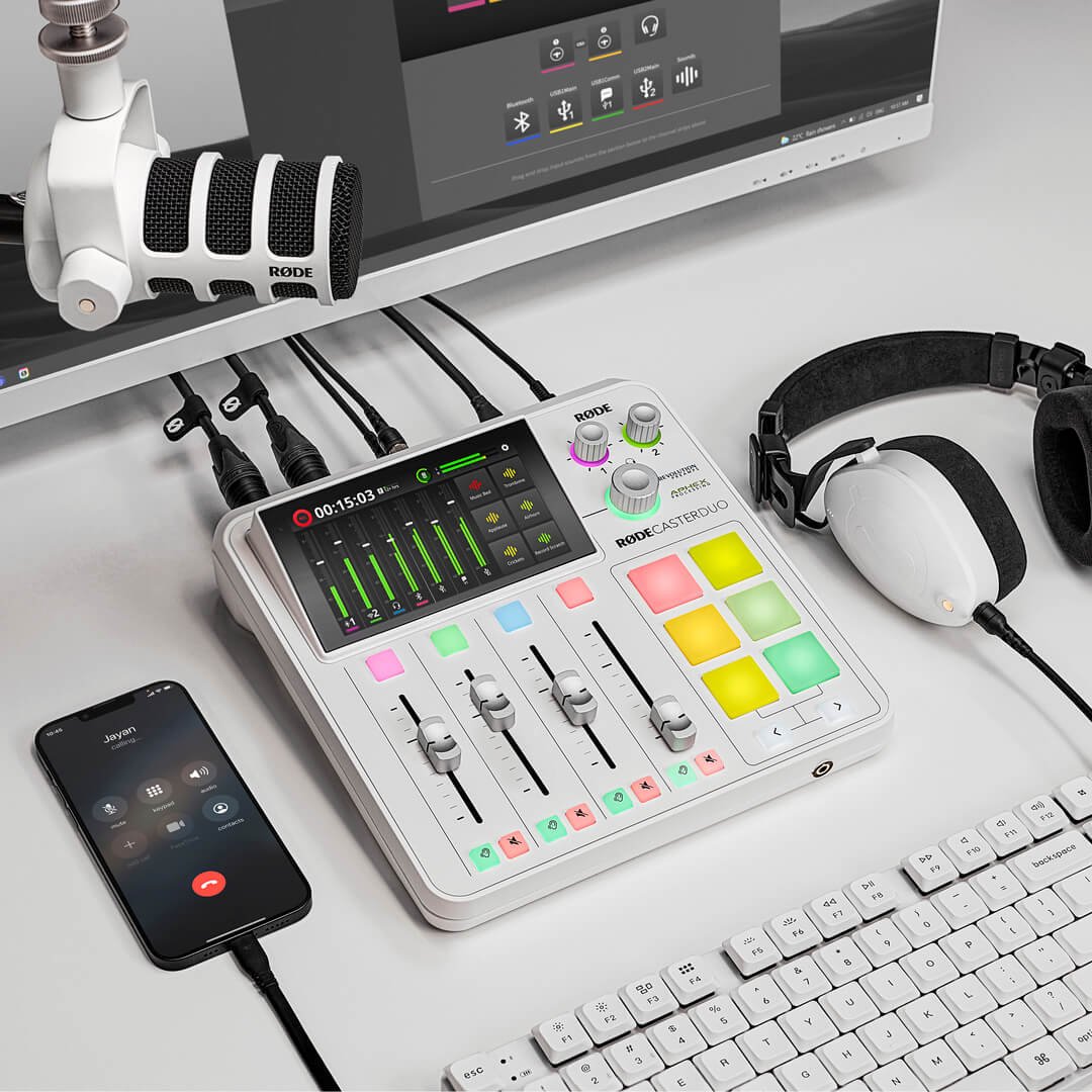 RØDECaster Duo — استوديو إنتاج صوتي مدمج من RØDE، شاشة لمس ومتحكمات للبودكاست - صورة 9